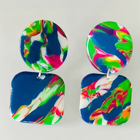 Colorful Abstract Earrings - Picture 2 of 2